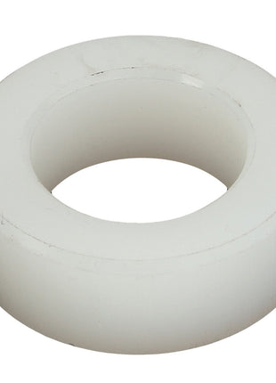 The product is a white, cylindrical, hollow plastic ring with a smooth surface, viewed at a slight angle. It is the AGCO Spacer - D28250305 by AGCO. No further product description information is available.