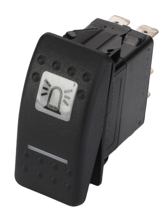 The AGCO | Switch - Acp0327530, featuring a black rocker design with a siren light symbol, is specifically intended for activating warning or emergency signals. This product from AGCO guarantees quick and reliable activation when needed.