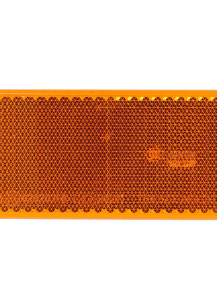 The AGCO Reflector - D45084600 is a rectangular orange reflector featuring a honeycomb pattern and rounded edges, designed to ensure optimal illumination.