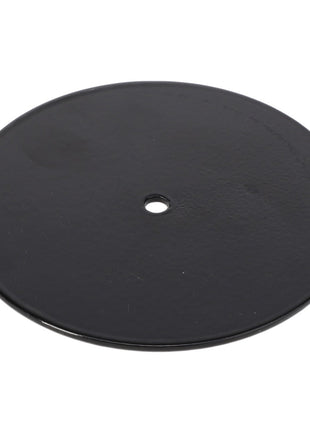 The AGCO | PLATE - AG120615 is a black, circular metal disc with a small central hole, shown against a white background.