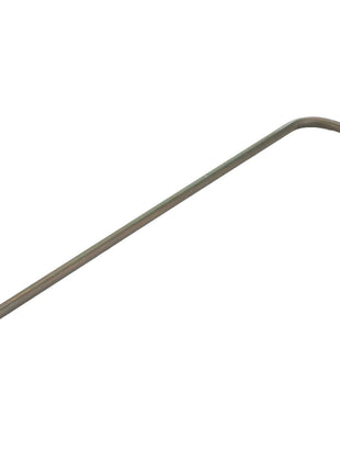 The AGCO HYDR.HOSE ASSY. - D28781032 is a durable hydraulic hose assembly with connectors at both ends, precision-bent at a right angle for reliable performance.