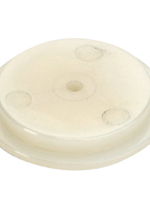 The AGCO | Disc - La300125839 is a circular white plastic disc with three smaller circular indentations and a central hole.