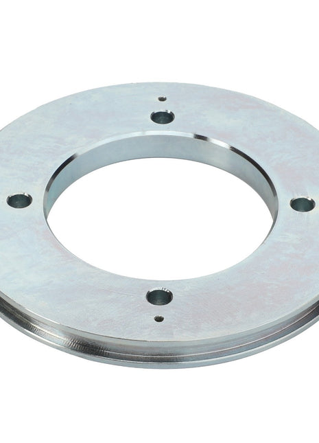 The AGCO | DISC - D28884216 from AGCO is a circular metal flange featuring several precision mounting holes and an inner cutout.