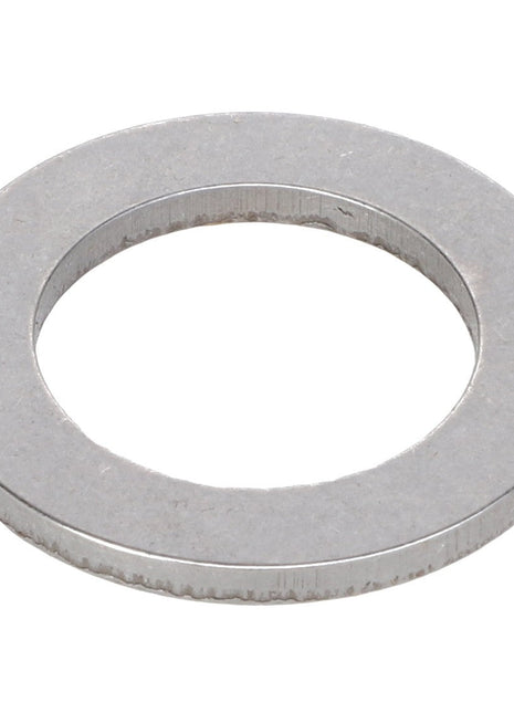 A flat, circular metal washer (AGCO | WASHER - 816132) with a large hole in the center is positioned against a white background. If you have any questions about its specifications, feel free to contact our support team for assistance.