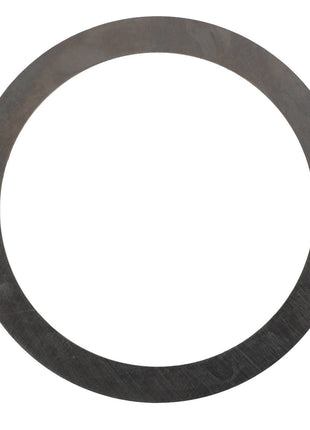 A flat, circular metal washer with a large central hole, identified as the AGCO | Shim - F198300020035, is shown against a plain white background. No current product description available.