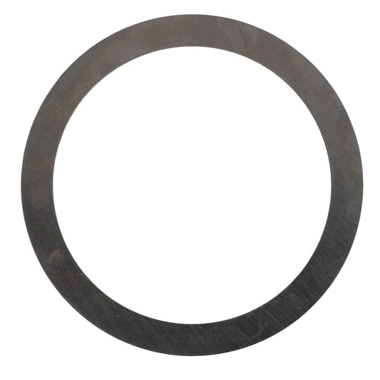 A flat, circular metal washer with a large central hole, identified as the AGCO | Shim - F198300020035, is shown against a plain white background. No current product description available.