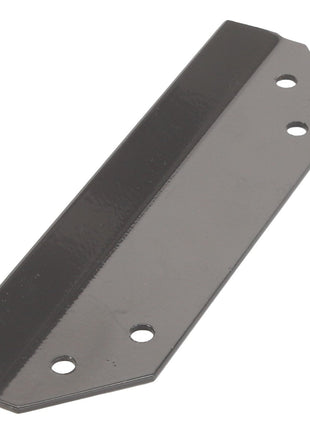 A close-up of the sleek, black AGCO | CLAMP - D28281854 metal rectangular bracket featuring three precision screw holes and an angled edge.
