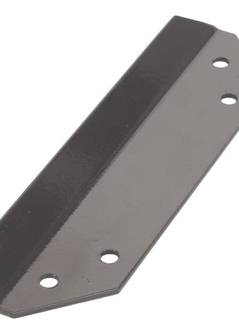 A close-up of the sleek, black AGCO | CLAMP - D28281854 metal rectangular bracket featuring three precision screw holes and an angled edge.