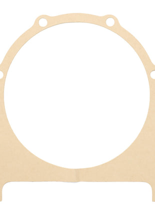 The AGCO Seal - F100003362337 is a beige, circular gasket featuring multiple bolt holes, designed to fit around a large diameter opening, likely for use in mechanical or automotive applications.