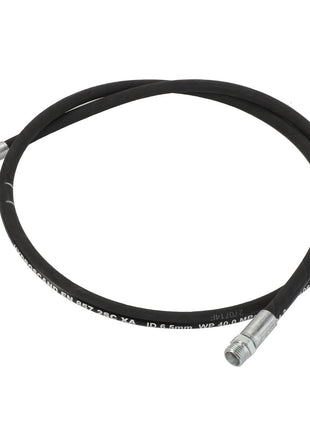 A flexible black hydraulic hose with metal fittings on both ends, coiled in a circular shape, branded as AGCO. Product Name: AGCO | Hydr. Hose - Acw0165080. (No detailed product description available.)