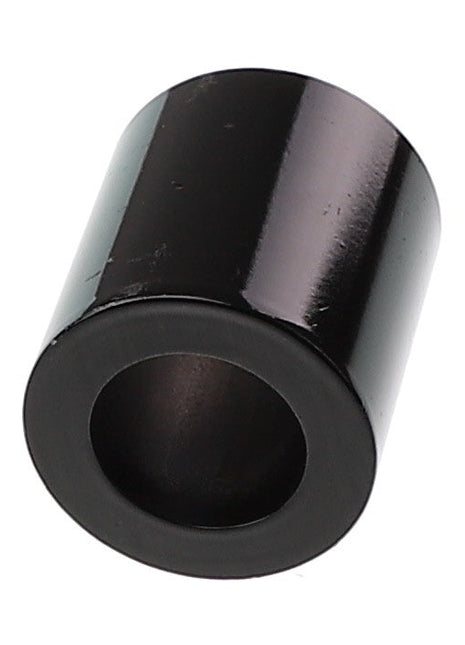 A hollow, cylindrical black metal spacer bushing (AGCO | SPACER BUSHING - SN19439) is perfectly diagonal on a white background. For any ordering questions or product support, feel free to contact us.
