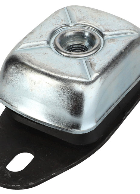 A metal mounting bracket with a threaded hole, featuring a black base and silver top, identified as AGCO | BEARING - ACP0533440 by the brand AGCO, sits against a white background. No current product description information is available.