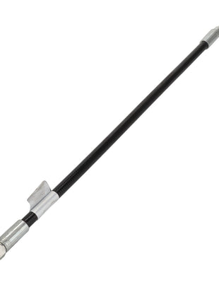 The AGCO | Hose - Acp0420750 from AGCO features durable metal fittings on both ends, making it ideal for fluid transfer in mechanical or industrial applications.