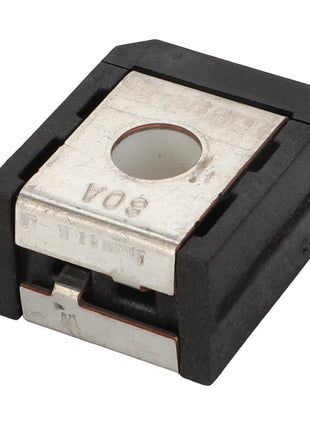 A close-up of the AGCO | Fuse - Acx2885470 surface-mount inductor, featuring a metal core and enclosed in a black rectangular casing, yielded no results upon visual inspection.