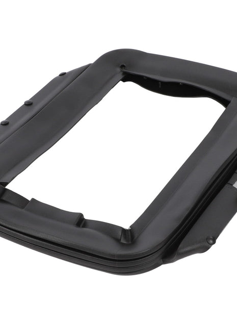 The AGCO Bellows - F339500030400 by AGCO is a black, rectangular, inflatable cushion featuring a central opening. No current detailed product description is available.