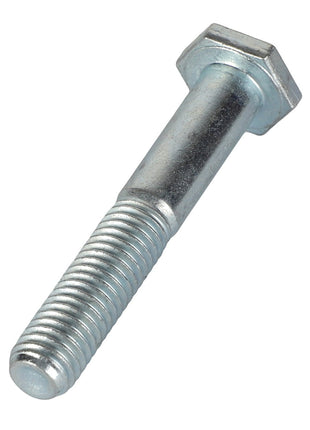 An AGCO BOLT - ACP0386070 featuring a metallic hex head and threaded shank isolated on a white background. For questions, please reach out to our support team.