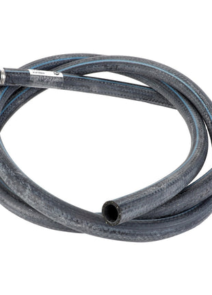 An AGCO Hose - Acw1868020 by AGCO, featuring a coiled grey design with a black nozzle on one end.
