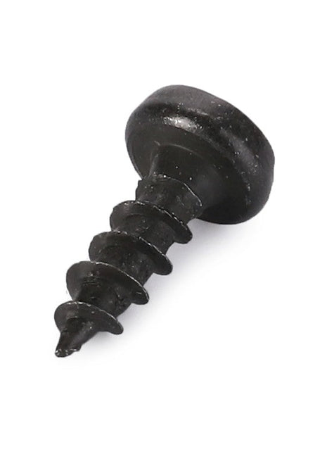A close-up of the AGCO | Screw - Va023451, which features a black finish with a flat head and a sharp, spiraled tip designed for fastening materials. Manufactured by AGCO. No current product description available for this item.