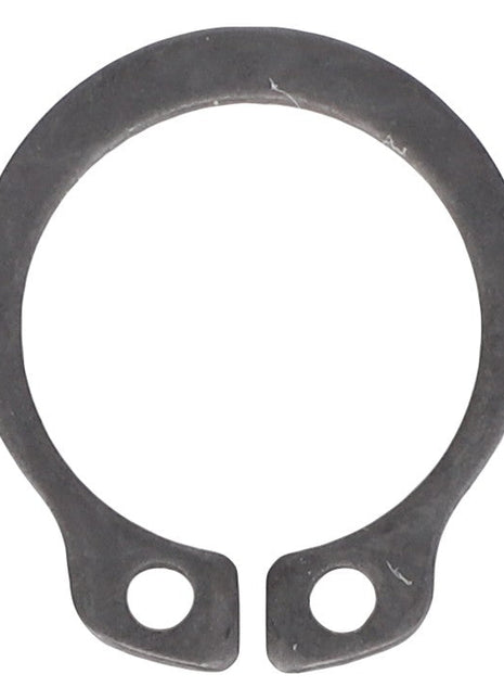 A metal retaining ring from AGCO, model 1107721, featuring two small holes at the ends and forming a circular shape with an open gap.