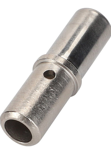 Introducing the AGCO Socket - 0971-31-80-00, a metal cylindrical pin featuring a small hole in the middle and a smooth, polished surface. This component is perfect for applications requiring reliable parts, such as those used in Massey Ferguson or Fendt machinery.