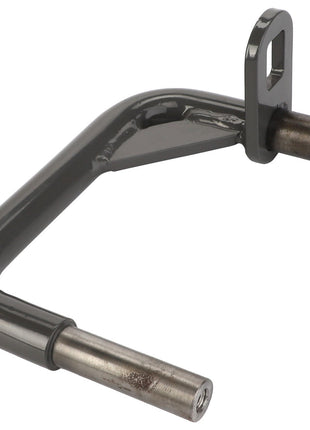 The AGCO Axle - Fel15301509, branded under AGCO, is a metal hook with two cylindrical ends and a rectangular attachment point. It features a shiny black finish and is perfect for versatile use in various settings. Currently, there is no additional product description available.