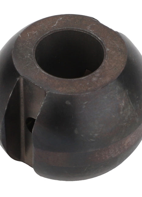 The AGCO Ball - 0.008.0305.0 is a weathered, darkened spherical metal object featuring a central hole and a side notch. For more details on this product or assistance, reach out to our support team.