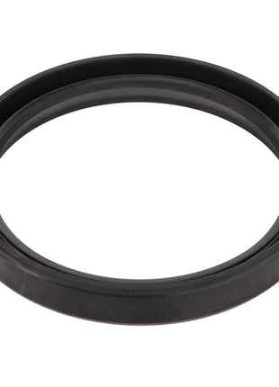 The AGCO Oil Seal - Acp0369590, known for its reliability and performance, is shown against a white background. This black rubber O-ring is circular, flat, and has a smooth surface, making it ideal for use as a genuine oil seal in various applications.