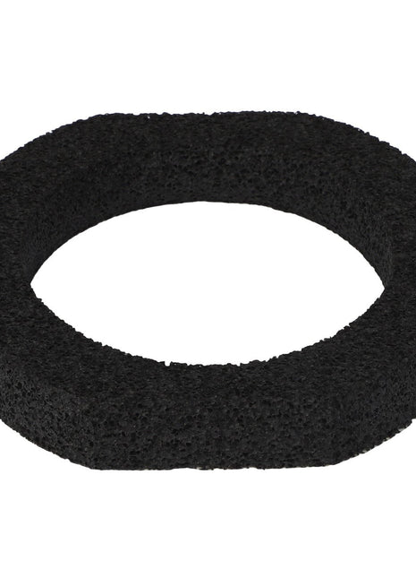 Close-up of the AGCO Foam - Acw115818B, a black circular rubber gasket with a textured surface, isolated on a white background. No current product description information is available.