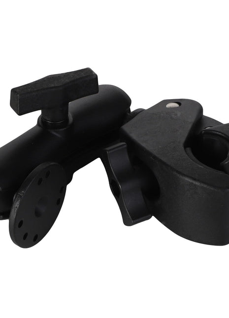 The AGCO | Ram® Tough-Claw™ Large Clamp Double Ball Mount With Round Plate - Acw3487400 is a black plastic and metal clamp with a rotating handle, designed for securing objects to a surface. No current product description information is available at the moment.