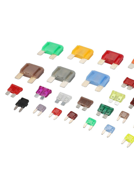 A variety of AGCO automotive blade fuses, Kit ACX3020040, in different colors and sizes arranged in rows on a white background, with no current product description information available.