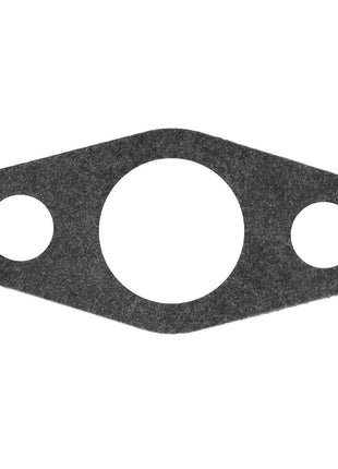 The AGCO Gasket - V836128392 is an oval-shaped gasket featuring three meticulously crafted holes of varying sizes.