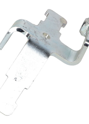 A silver metal bracket, named the AGCO Holder - Acp0583460, featuring a protruding arm on one side and a flat, elongated base with a latch mechanism on the other end. No current product description available from AGCO.