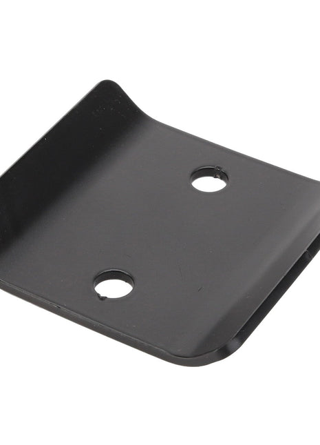 The AGCO Bracket - Acw2519540 is a sleek black metal bracket featuring two circular holes and elegantly curved edges.