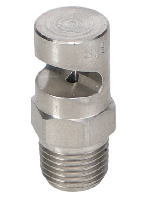 A close-up view of the AGCO | Spray Nozzle - Ag001260 showcases its precise threading at the bottom and a strategically placed vent opening near the top.