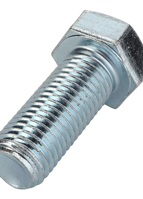 Close-up of the AGCO SCREW - F931502165140, a high-quality silver hex bolt with a threaded shaft and a hexagonal head, ideal for secure fastening in various applications.