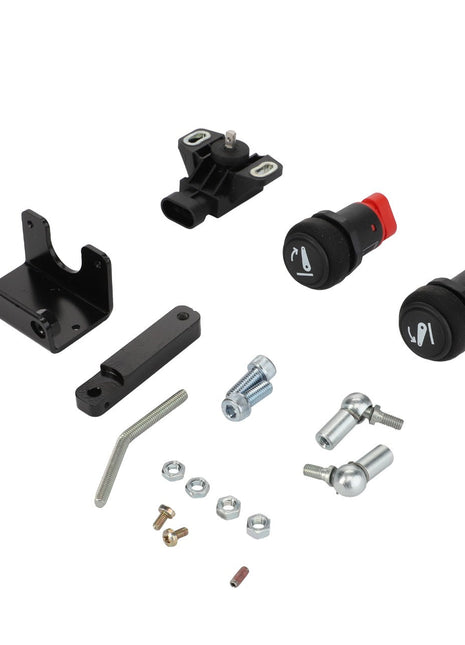 An image showcases the AGCO Sensor Kit - Acw213773B, featuring various automotive parts like brackets, screws, bolts, and buttons meticulously arranged on a white background.