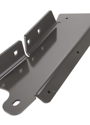 AGCO's Left Hand Bracket - Acw9358030 features a dark gray metal construction with multiple square and round holes, meticulously designed for mounting purposes.