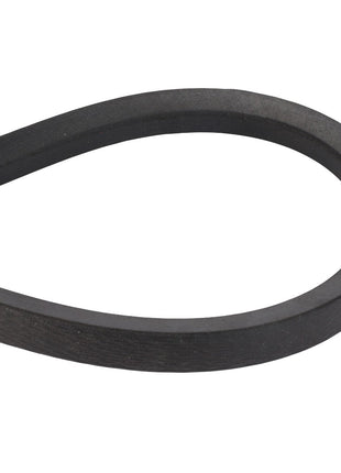 A close-up of the AGCO BELT - D41982500, a black rubber belt looped in a teardrop shape.