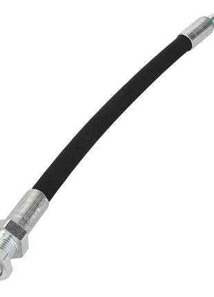 The AGCO Hydr. Hose - Acw069675A is a flexible black hose with metallic hex nuts and threaded fittings at both ends, but no additional product description information is currently available.