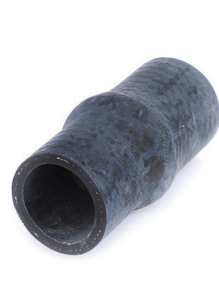 A black, cylindrical AGCO Hose for coolant (0.010.1036.0) with a wider section in the middle, perfect for reliable performance in engine compartments, lying on a white background.