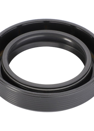 The AGCO Shaft Seal - F184300020630 is a high-performance black rubber and metal oil seal ring with a robust internal spring mechanism, meticulously designed for sealing lubricants in advanced machinery.