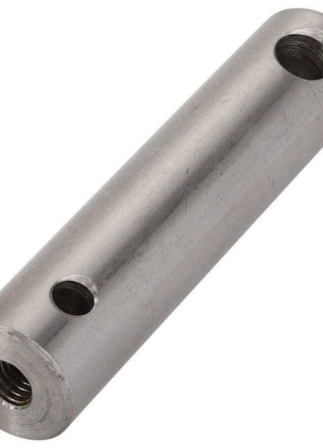 No current product description is available for the AGCO Shaft - Acp0362750, a cylindrical metal rod with two threaded holes and two through-holes.