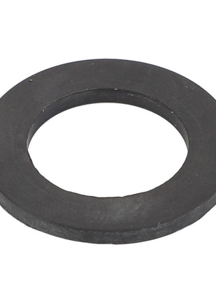 A round, black rubber washer with a circular hole in the center, known as the AGCO Gasket - Acw9353040, is placed against a pristine white background.