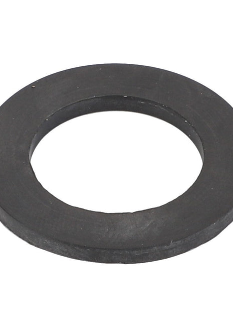 A round, black rubber washer with a circular hole in the center, known as the AGCO Gasket - Acw9353040, is placed against a pristine white background.