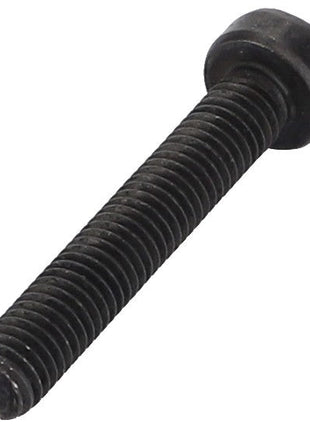 The AGCO | Socket Head Setscrew - Acw0938680 from AGCO is a sleek black setscrew that features a fully threaded shank for secure and precise fastening.