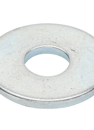 The AGCO WASHER - D46150482, a silver metal flat washer with a central hole, is perfect for securing bolts and distributing load evenly.