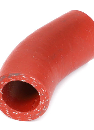 A red, curved cylindrical pipe from AGCO, under the product name AGCO | Rubber Hose - Acw2222970, shows signs of wear at the edges. No current product description information is available.