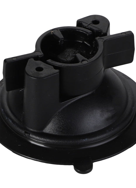 The AGCO | BASE - AG332291 by AGCO is a black plastic mount featuring a suction cup base and three vertical clips, engineered for providing a strong hold on an object.