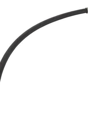The AGCO Hydr. Hose - Acw069709A is a flexible black hydraulic hose with metal fittings on both ends, expertly designed for transferring fluids under high pressure.
