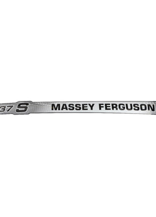 A metallic AGCO nameplate with "MASSEY FERGUSON 8737 S" text in black on a gray and white background, identified as Decal - Acw3729690. No current product description information is available.
